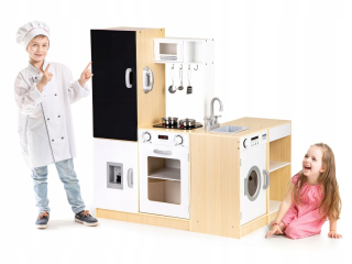 DREVENÁ KUCHYŇA PRE DETI SAMOSTATNÉ SEGMENTY DOSKA XXL + LED EKOTOYS